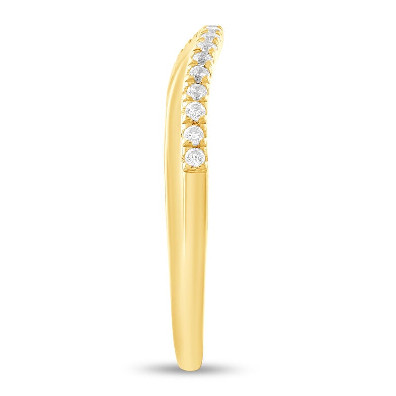 Round Diamond 1/6ctw. Polished Edge Contour Wedding Ring in 10k Yellow Gold image number null